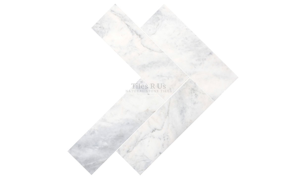 Marble Polished - Bianco Carrara Herringbone 150x610x13mm