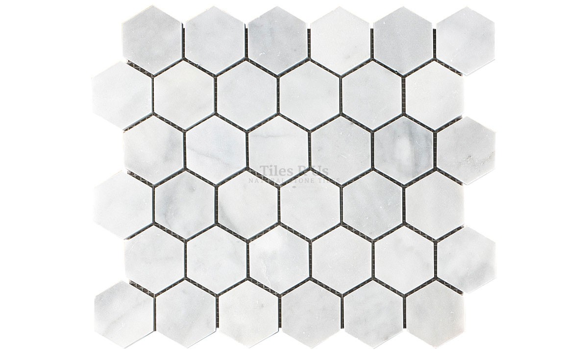Mosaic Marble Honed - Carrara White Hexagon