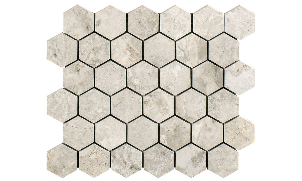 Mosaic Marble Honed - Silver Light Hexagon (Send Sample)