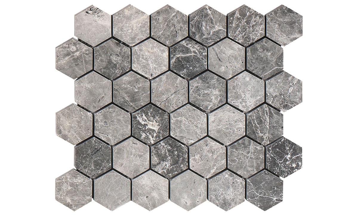 Mosaic Marble Honed - Silver Moon Hexagon